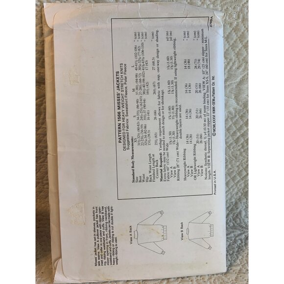 Kwik Sew Misses Jacket Sewing Pattern sz XS-L 1566 - uncut - Picture 4 of 5
